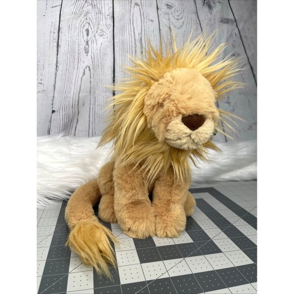 Jellycat Leonardo Lion Tan Brown Long Tail Soft Plush Stuffed Animal Toy 10in - Picture 1 of 6